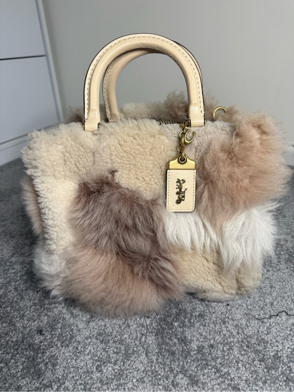 Coach Rogue 25 Shearling Patchwork